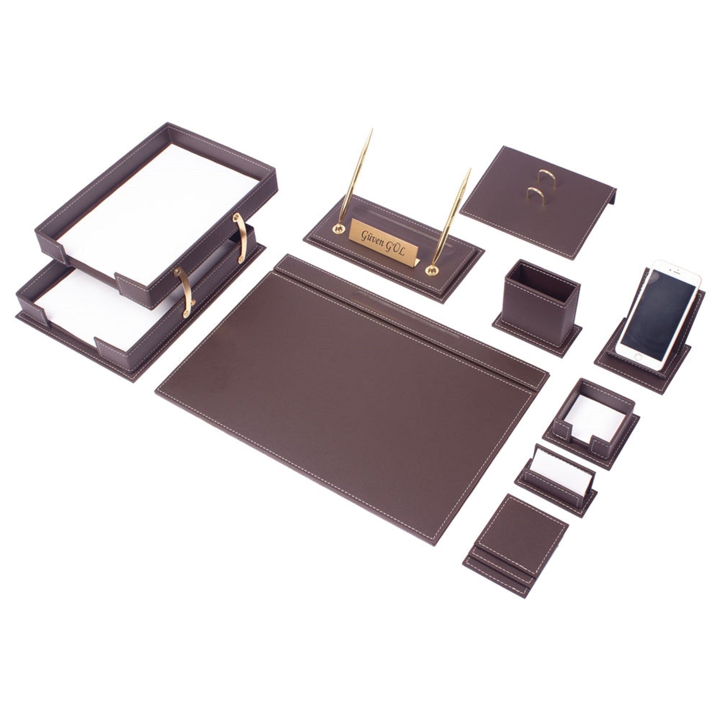 MOOG Luxury Desk Set - Double Document Tray- Green - 13 PCS
