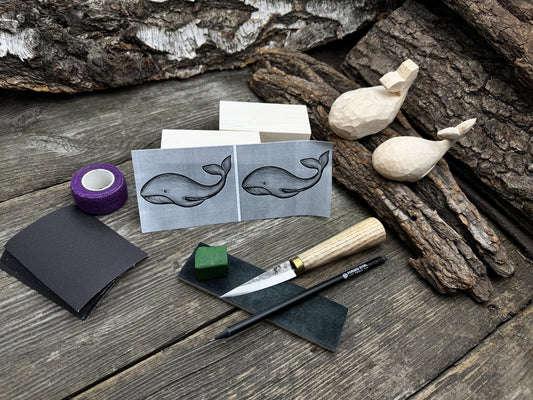 Whale Carving Kit - Complete Starter Whittling Kit for Beginners, Adults, Teens, and Kids